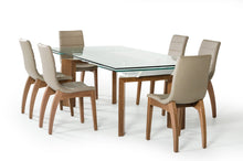 Load image into Gallery viewer, 87&quot;- 122&quot; Monte Extendable Walnut &amp; Glass Dining Table