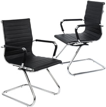 Load image into Gallery viewer, Reception Chairs No Wheels Leather Conference Chair (Set of 2)