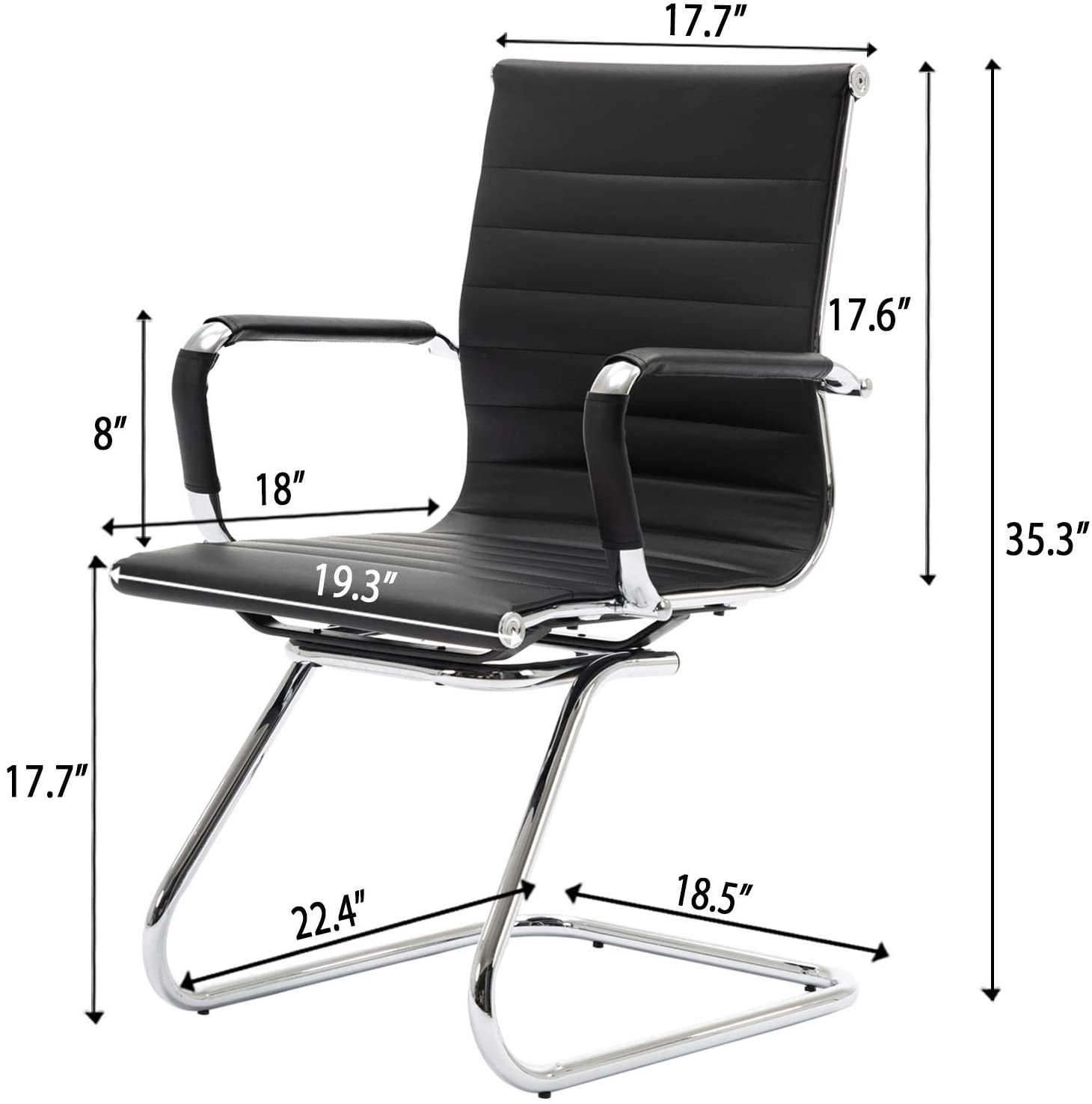 Reception Chairs No Wheels Leather Conference Chair (Set of 2)