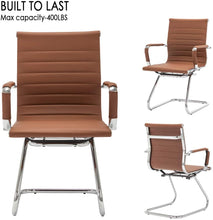 Load image into Gallery viewer, Reception Chairs No Wheels Leather Conference Chair (Set of 2)