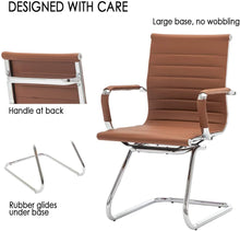 Load image into Gallery viewer, Reception Chairs No Wheels Leather Conference Chair (Set of 2)