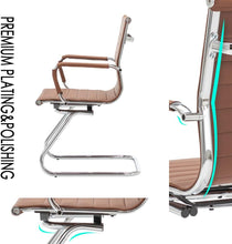 Load image into Gallery viewer, Reception Chairs No Wheels Leather Conference Chair (Set of 2)