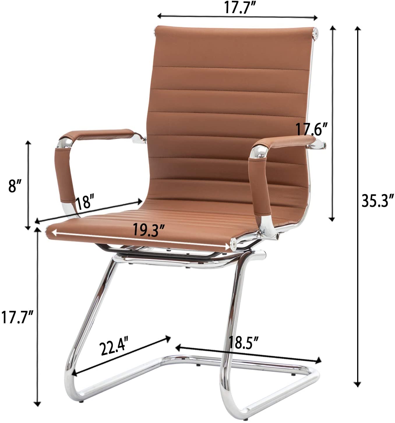 Reception Chairs No Wheels Leather Conference Chair (Set of 2)