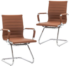 Load image into Gallery viewer, Reception Chairs No Wheels Leather Conference Chair (Set of 2)