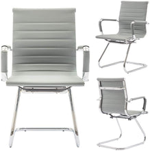 Load image into Gallery viewer, Reception Chairs No Wheels Leather Conference Chair (Set of 2)