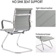 Load image into Gallery viewer, Reception Chairs No Wheels Leather Conference Chair (Set of 2)