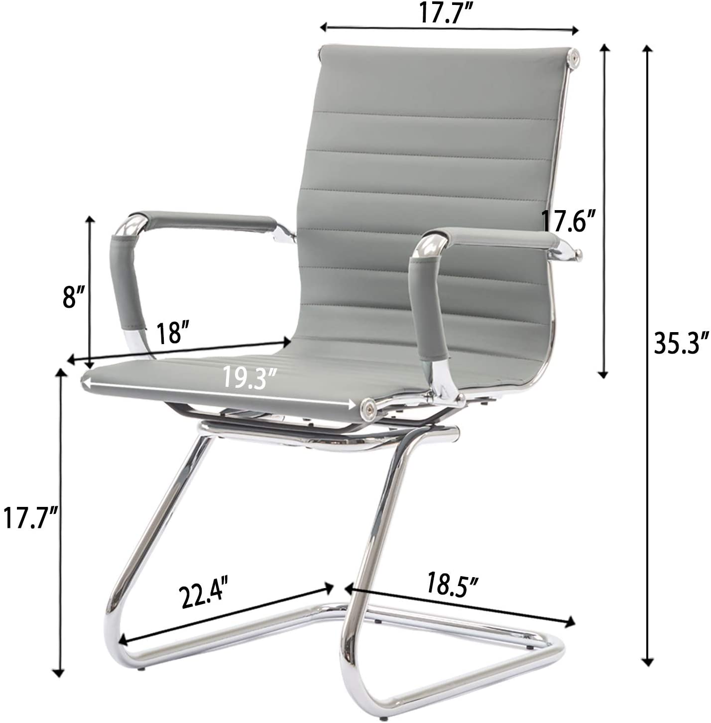 Reception Chairs No Wheels Leather Conference Chair (Set of 2)