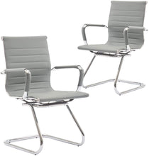 Load image into Gallery viewer, Reception Chairs No Wheels Leather Conference Chair (Set of 2)