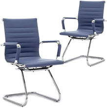 Load image into Gallery viewer, Reception Chairs No Wheels Leather Conference Chair (Set of 2)