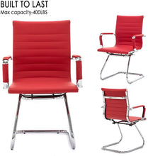Load image into Gallery viewer, Reception Chairs No Wheels Leather Conference Chair (Set of 2)