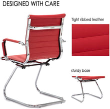 Load image into Gallery viewer, Reception Chairs No Wheels Leather Conference Chair (Set of 2)