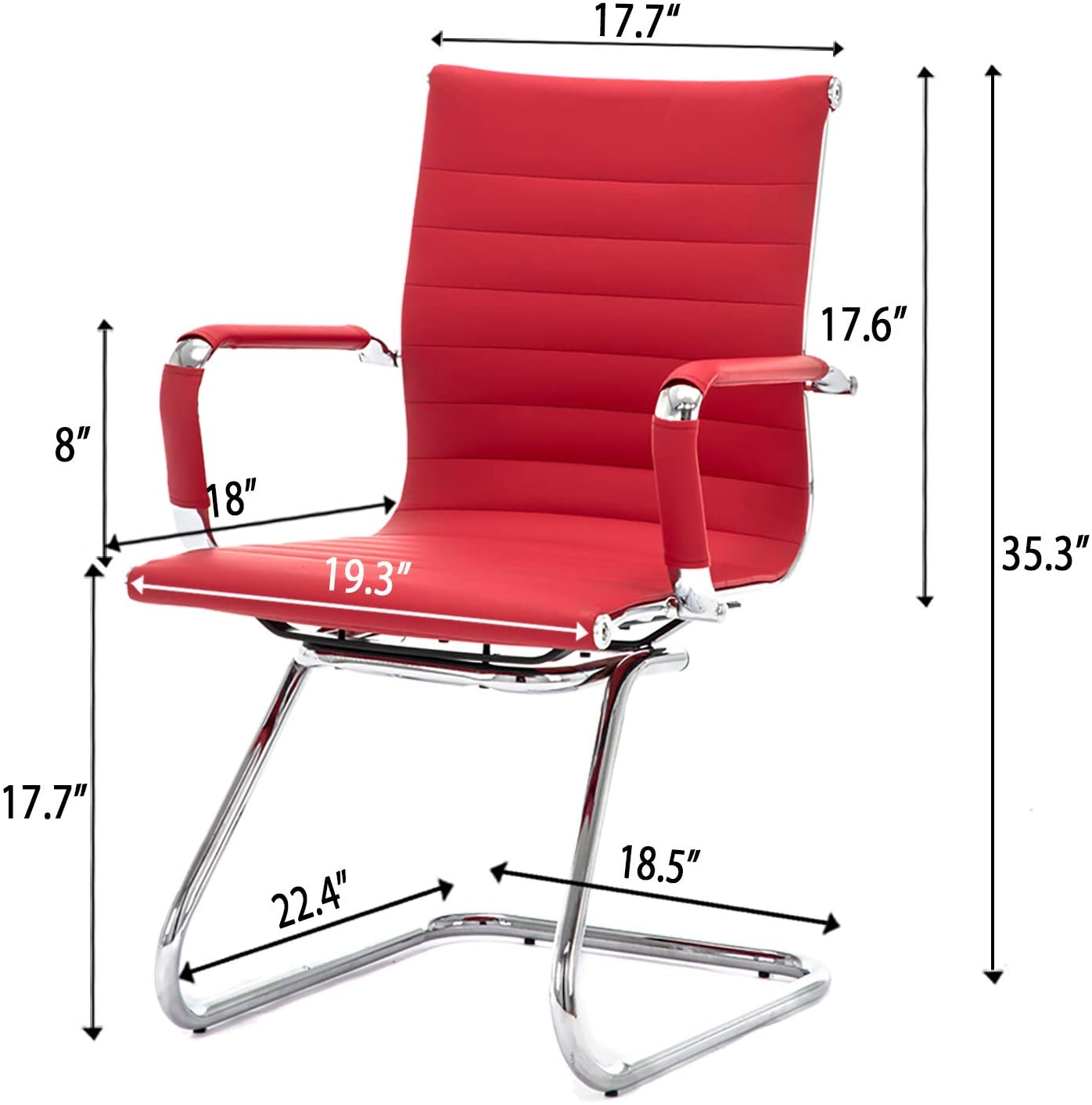 Reception Chairs No Wheels Leather Conference Chair (Set of 2)
