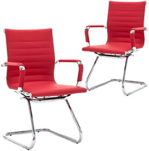Load image into Gallery viewer, Reception Chairs No Wheels Leather Conference Chair (Set of 2)