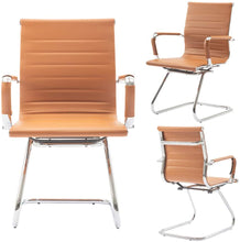 Load image into Gallery viewer, Reception Chairs No Wheels Leather Conference Chair (Set of 2)