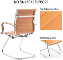 Load image into Gallery viewer, Reception Chairs No Wheels Leather Conference Chair (Set of 2)