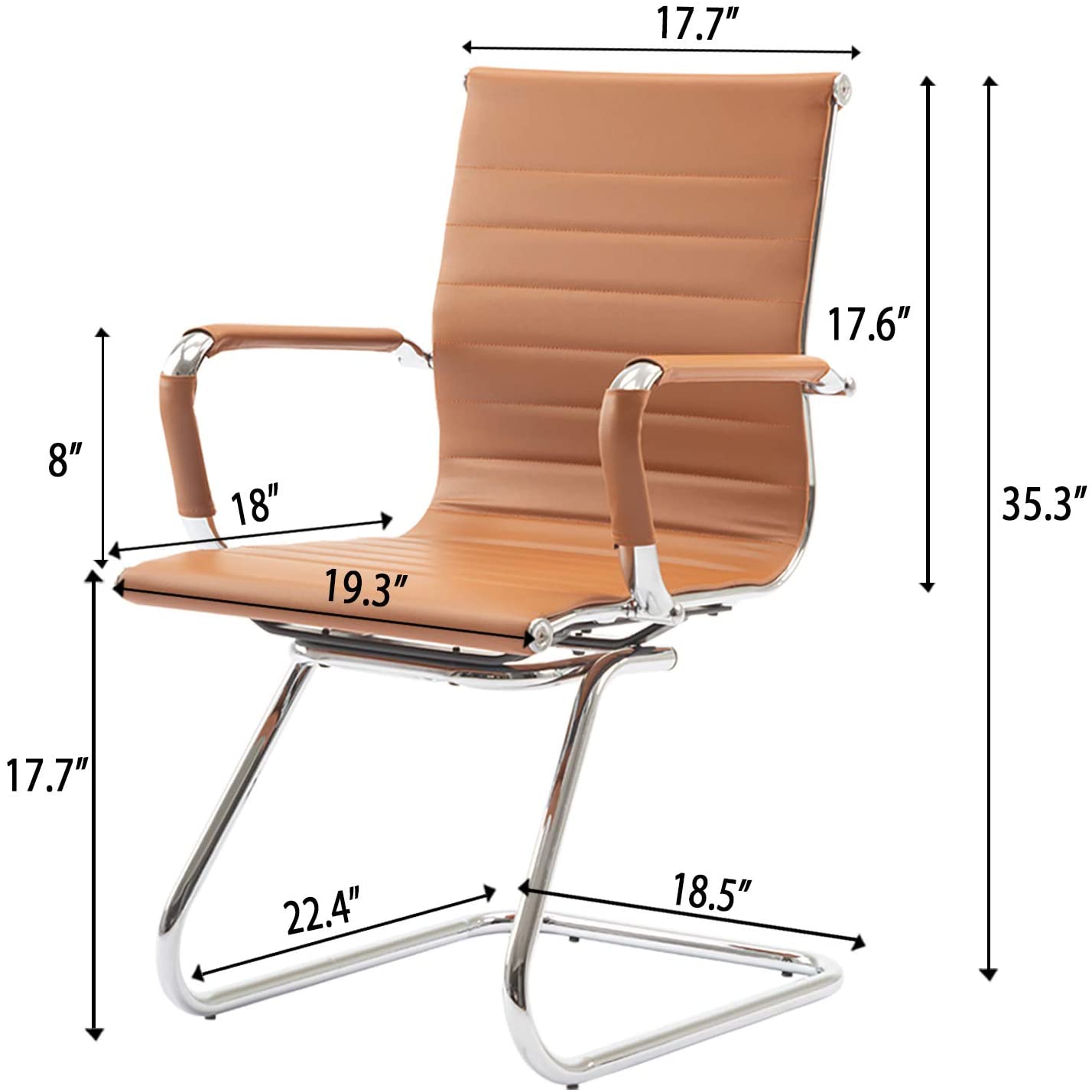 Reception Chairs No Wheels Leather Conference Chair (Set of 2)