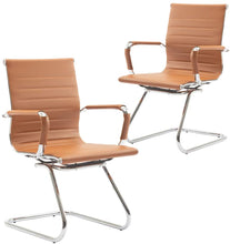 Load image into Gallery viewer, Reception Chairs No Wheels Leather Conference Chair (Set of 2)