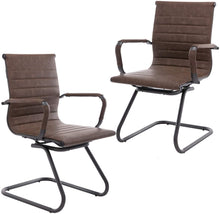 Load image into Gallery viewer, Reception Chairs No Wheels Leather Conference Chair (Set of 2)