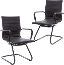 Load image into Gallery viewer, Reception Chairs No Wheels Leather Conference Chair (Set of 2)
