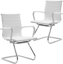 Load image into Gallery viewer, Reception Chairs No Wheels Leather Conference Chair (Set of 2)