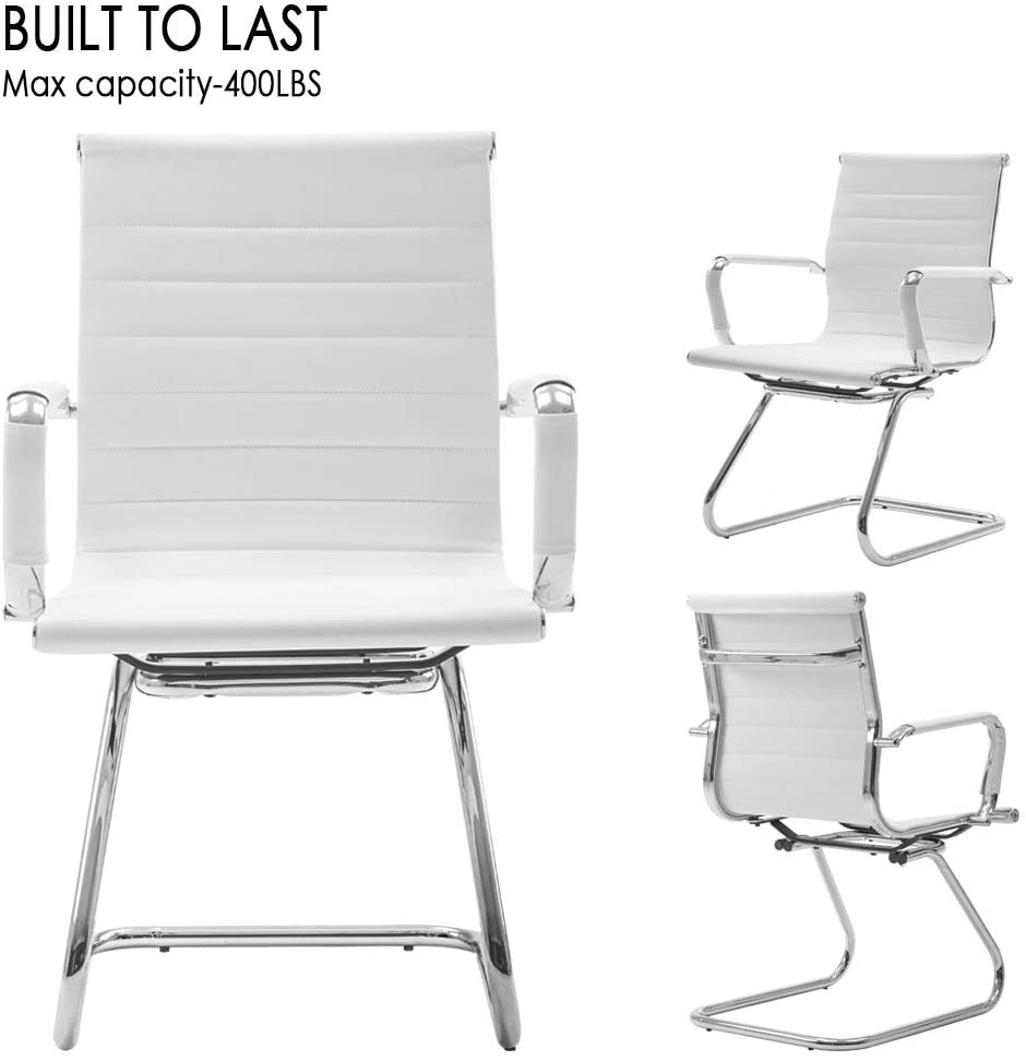Reception Chairs No Wheels Leather Conference Chair (Set of 2)