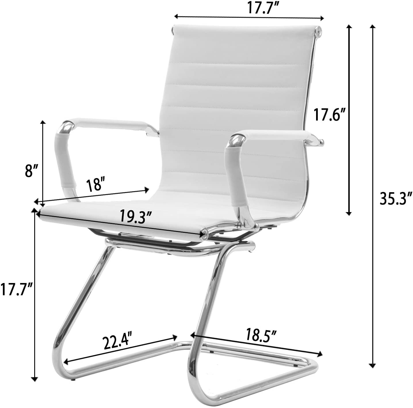 Reception Chairs No Wheels Leather Conference Chair (Set of 2)