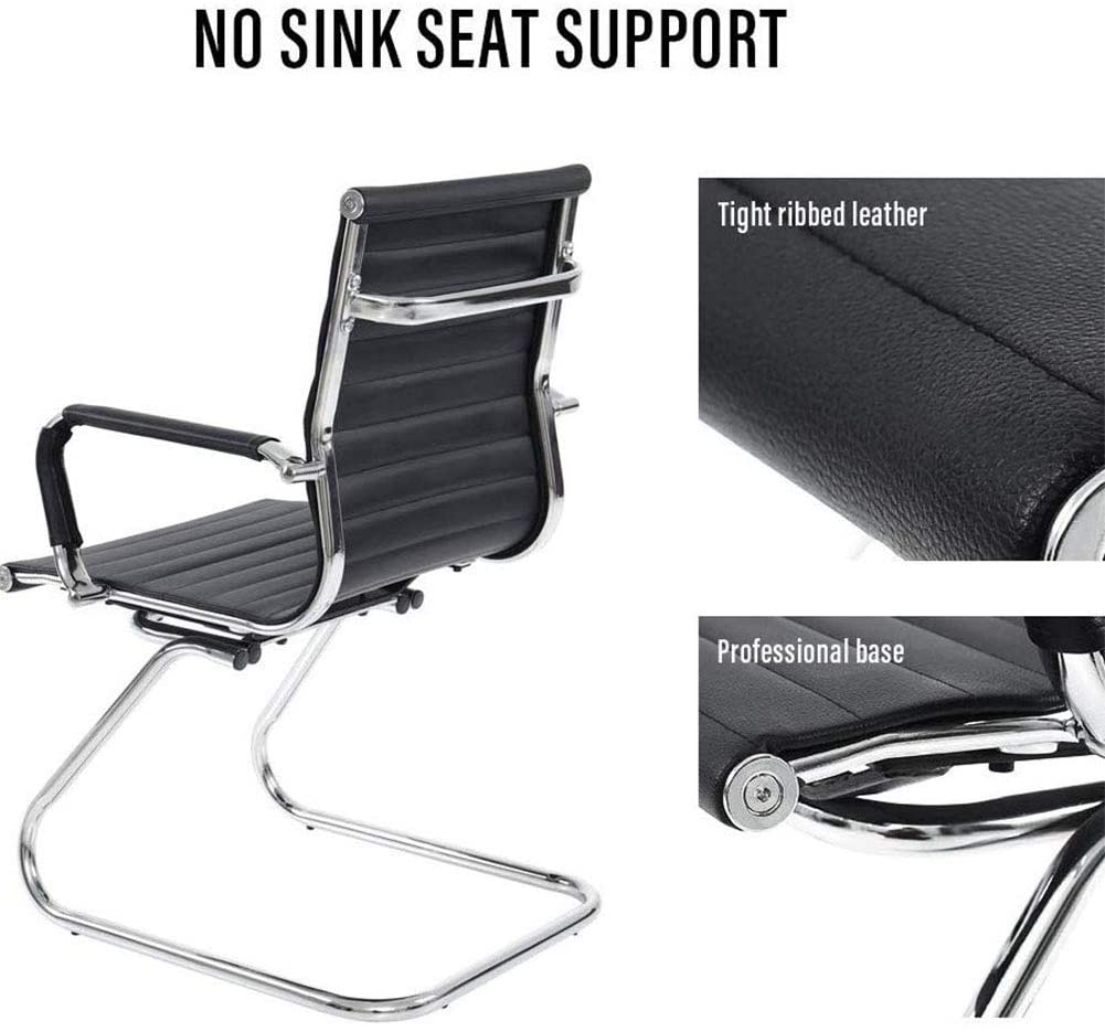 Reception Chairs No Wheels Leather Conference Chair (Set of 2)