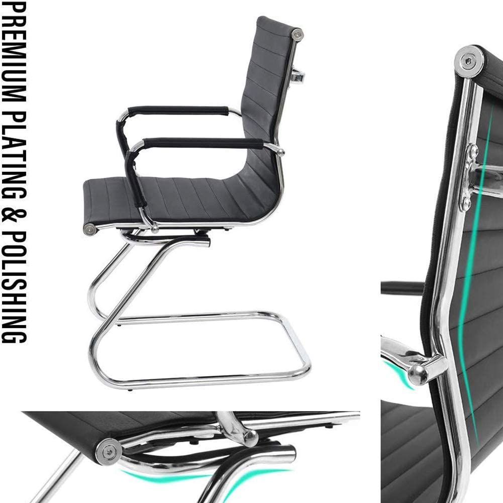 Reception Chairs No Wheels Leather Conference Chair (Set of 2)