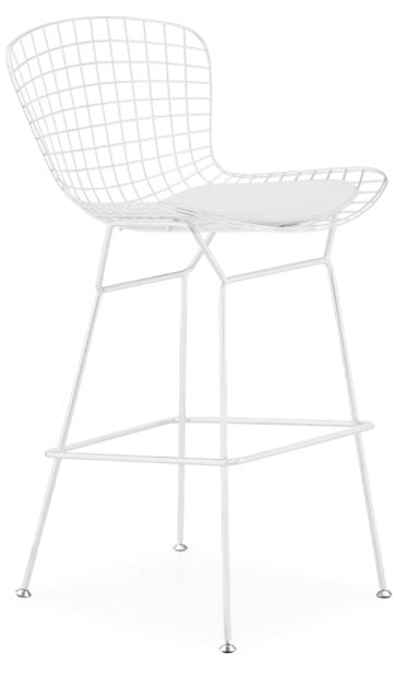 Bertoia Wire Bar Stool With White Frame