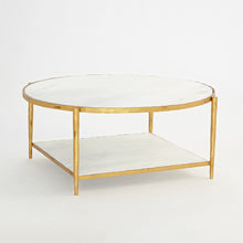 Load image into Gallery viewer, Circle/Square Cocktail Table-Gold w/ White Marble