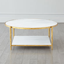 Load image into Gallery viewer, Circle/Square Cocktail Table-Gold w/ White Marble