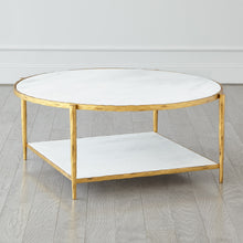 Load image into Gallery viewer, Circle/Square Cocktail Table-Gold w/ White Marble