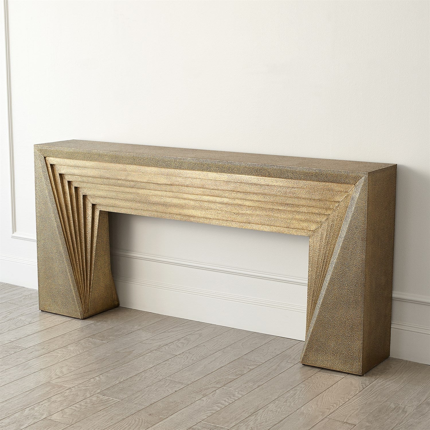 Deco 72" Console Table Brass Sheeting
