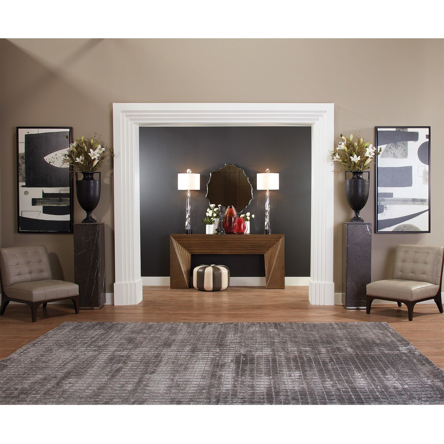 Deco 72" Console Table Brass Sheeting
