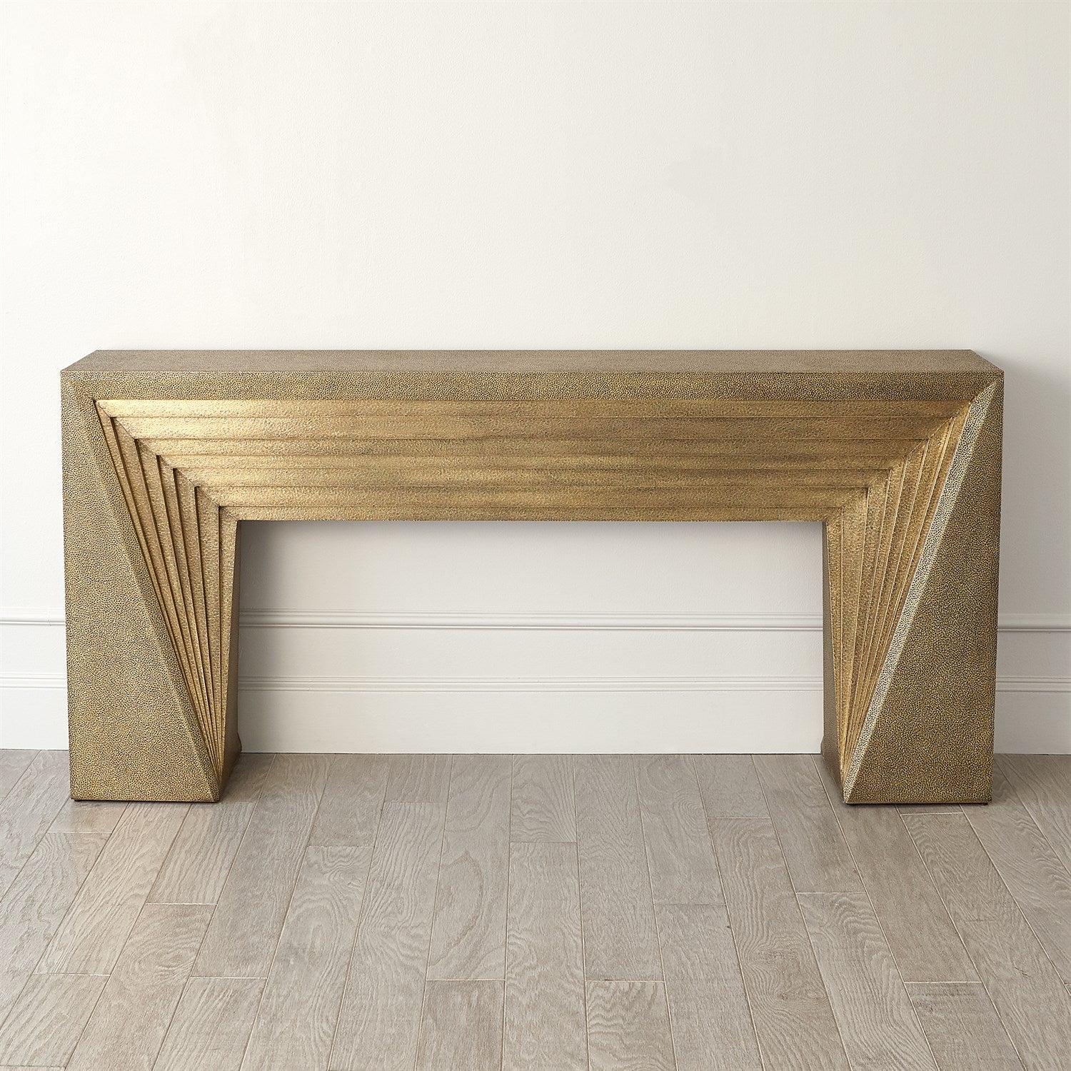 Deco 72" Console Table Brass Sheeting