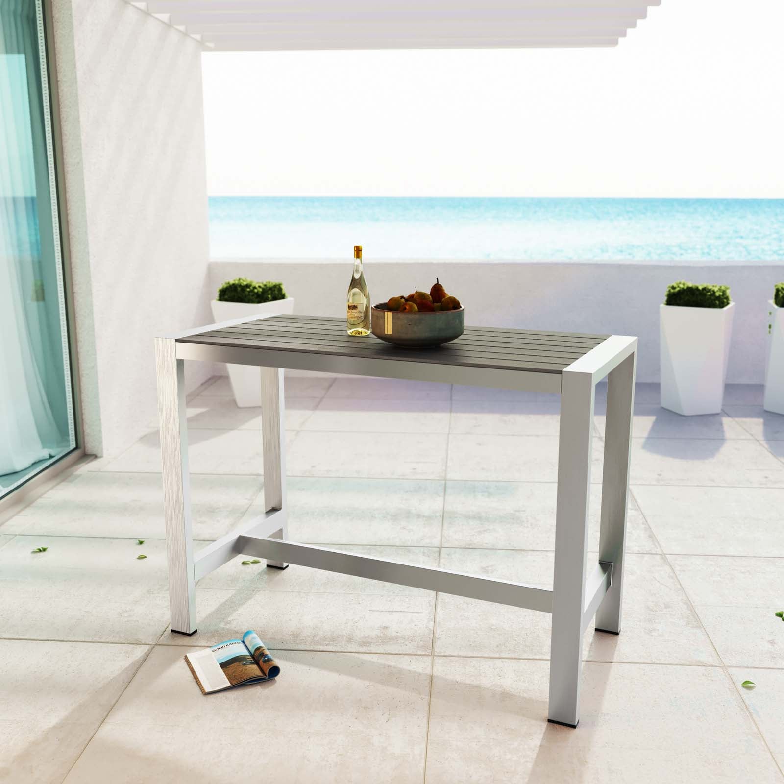 Coast Outdoor Patio Aluminum Rectangle Bar Table