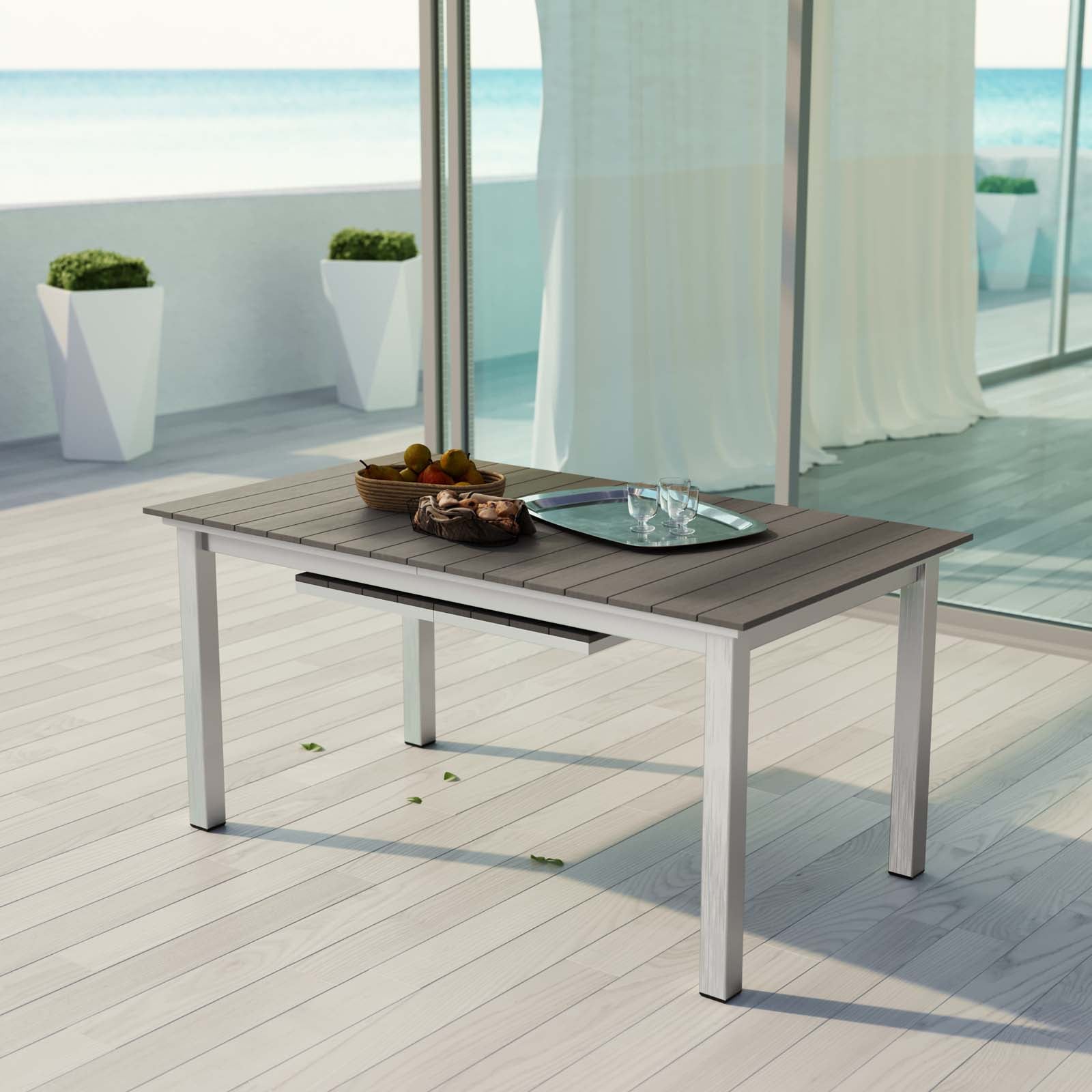 Coast Outdoor Patio Aluminum Wood Dining Table