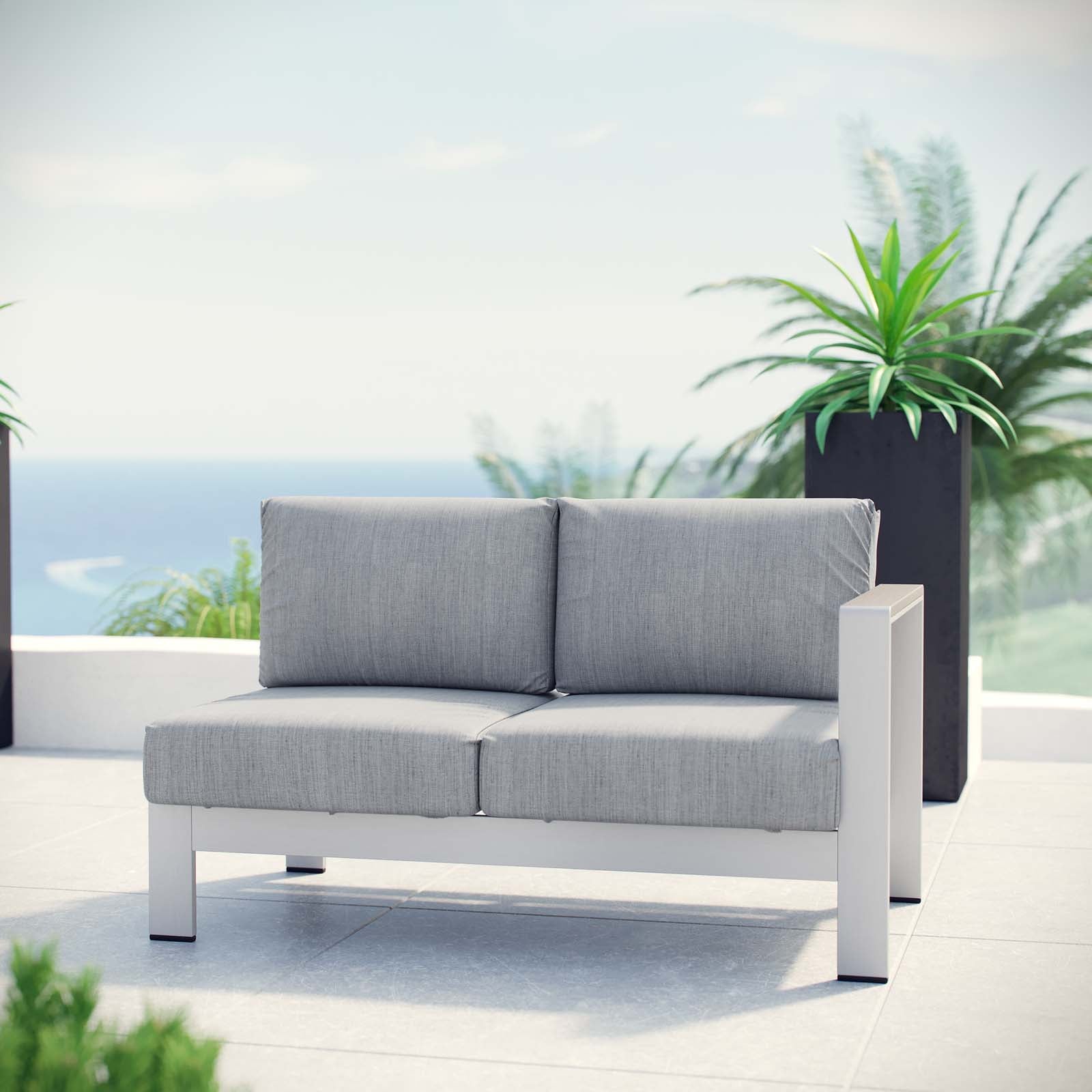 Coast Right-Arm Corner Sectional Outdoor Patio Aluminum Loveseat