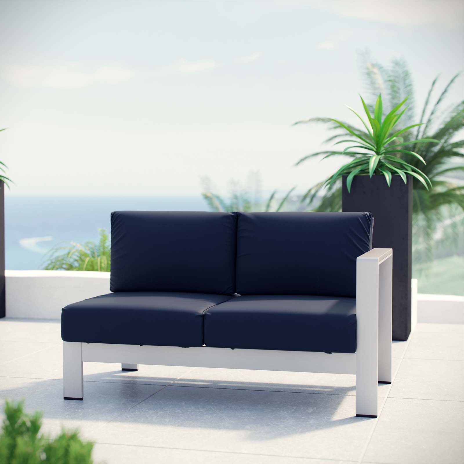 Coast Right-Arm Corner Sectional Outdoor Patio Aluminum Loveseat