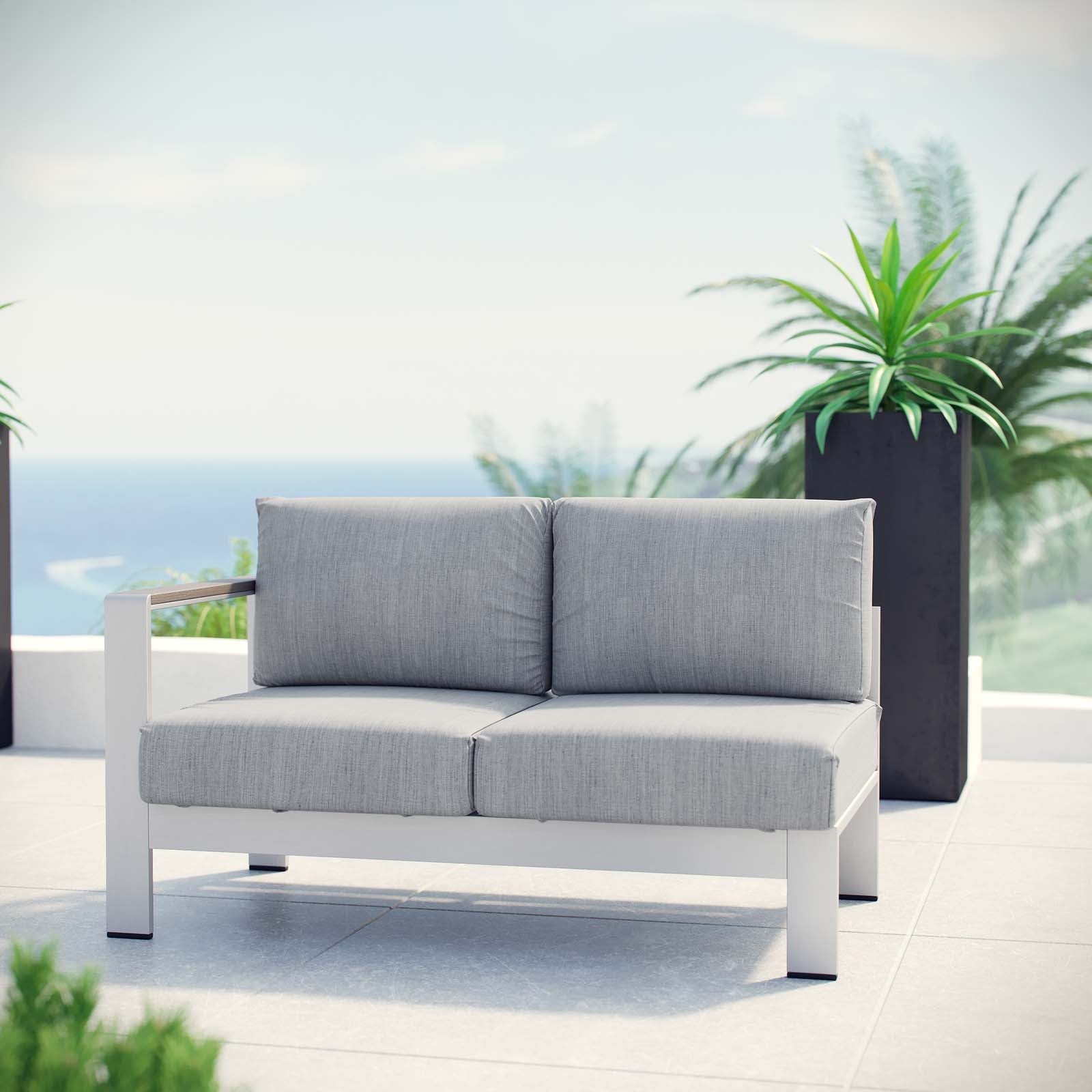 Coast Left-Arm Corner Sectional Outdoor Patio Aluminum Loveseat