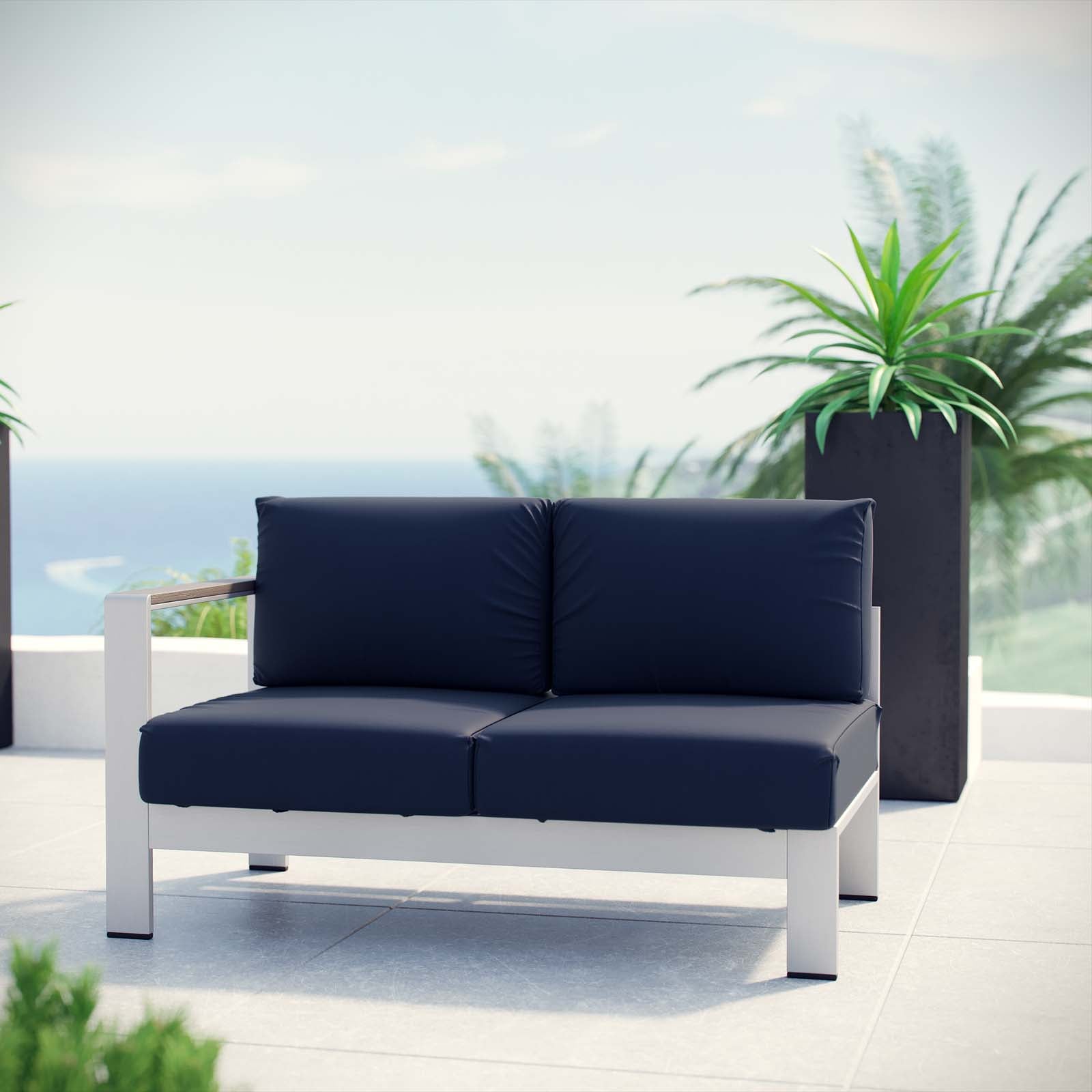 Coast Left-Arm Corner Sectional Outdoor Patio Aluminum Loveseat