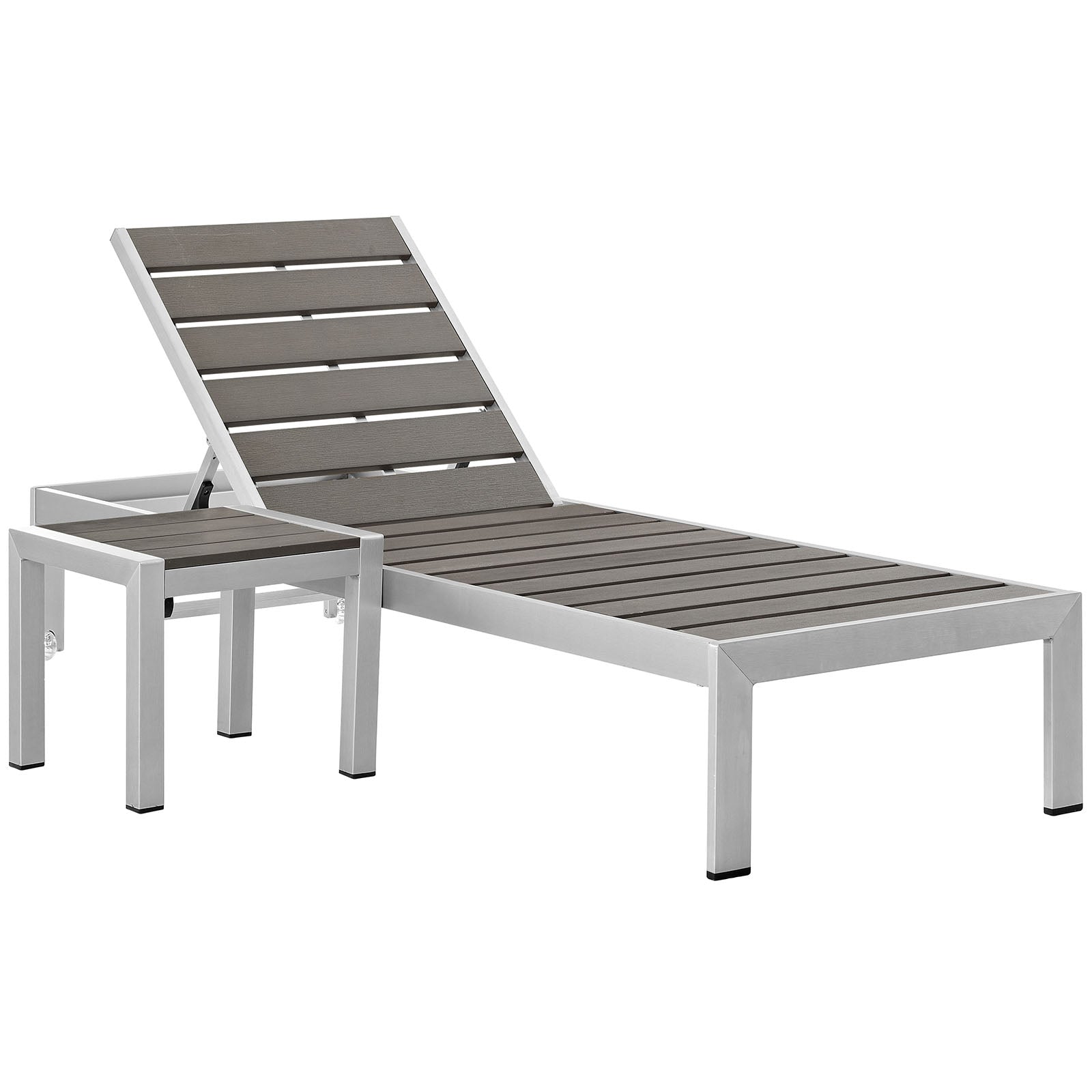 Coast 2 Piece Outdoor Patio Aluminum Wood Chaise Set