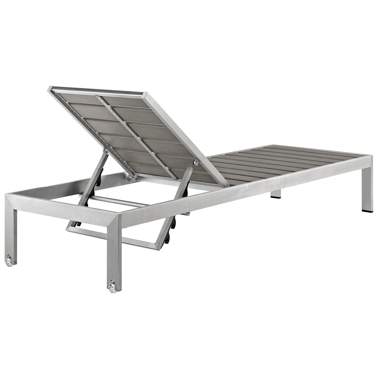 Coast 3 Piece Outdoor Patio Aluminum Wood Chaise Set