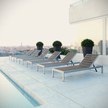 Load image into Gallery viewer, Coast Outdoor Patio Aluminum Wood Chaise Set of 6