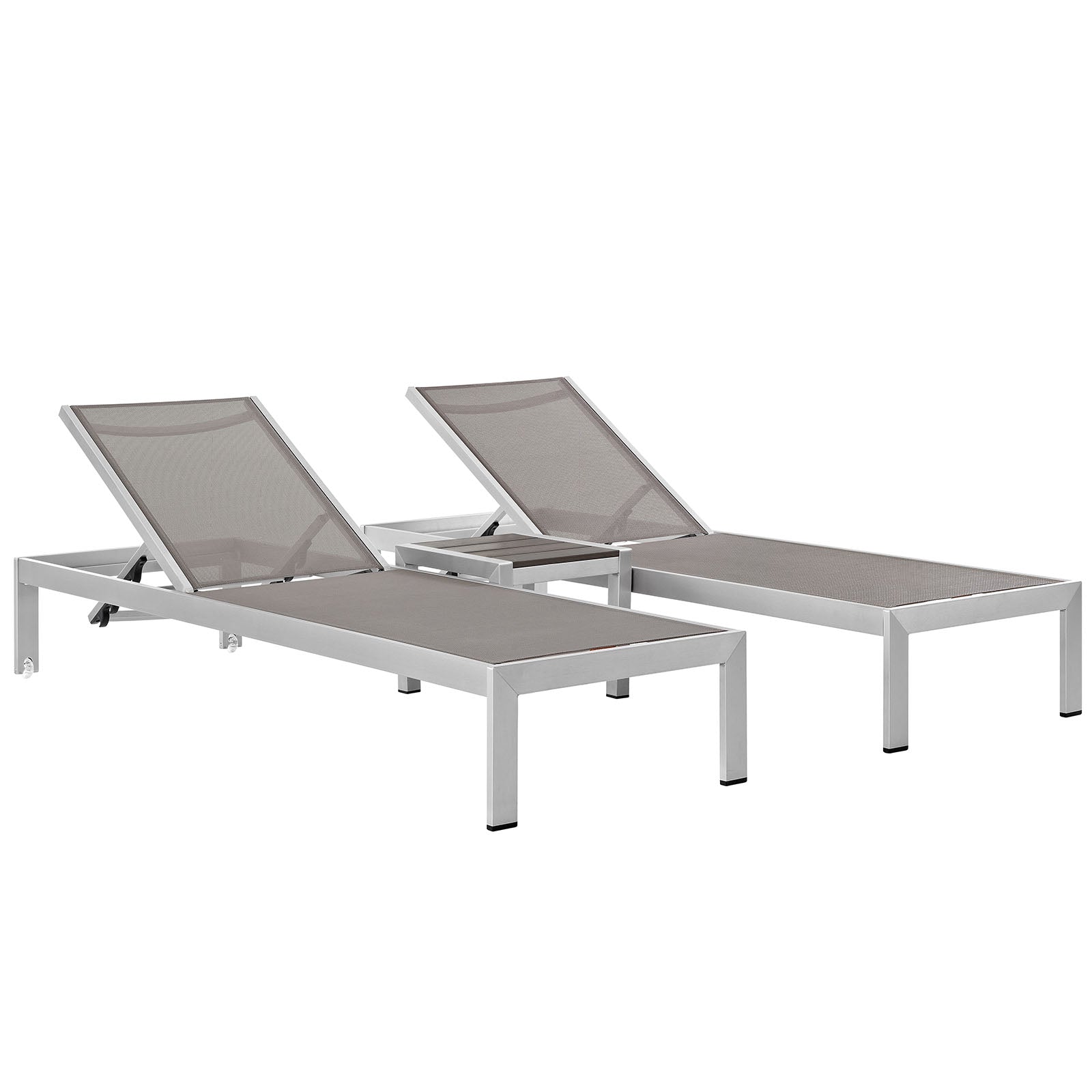 Coast 3 Piece Outdoor Patio Aluminum Mesh Chaise Set