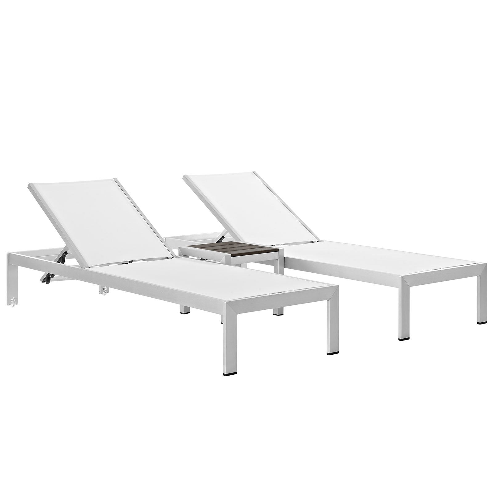 Coast 3 Piece Outdoor Patio Aluminum Mesh Chaise Set