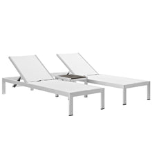 Load image into Gallery viewer, Coast 3 Piece Outdoor Patio Aluminum Mesh Chaise Set