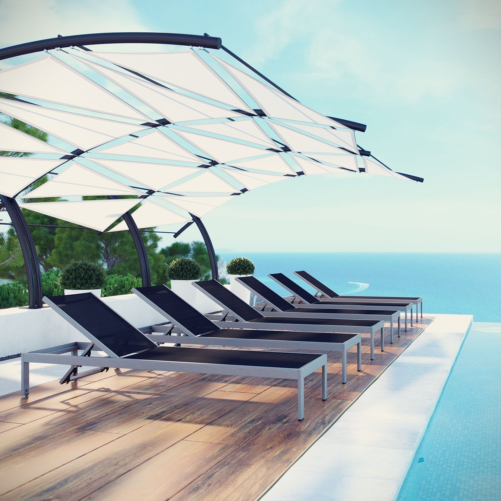 Coast Outdoor Patio Aluminum Mesh Chaise Set of 6