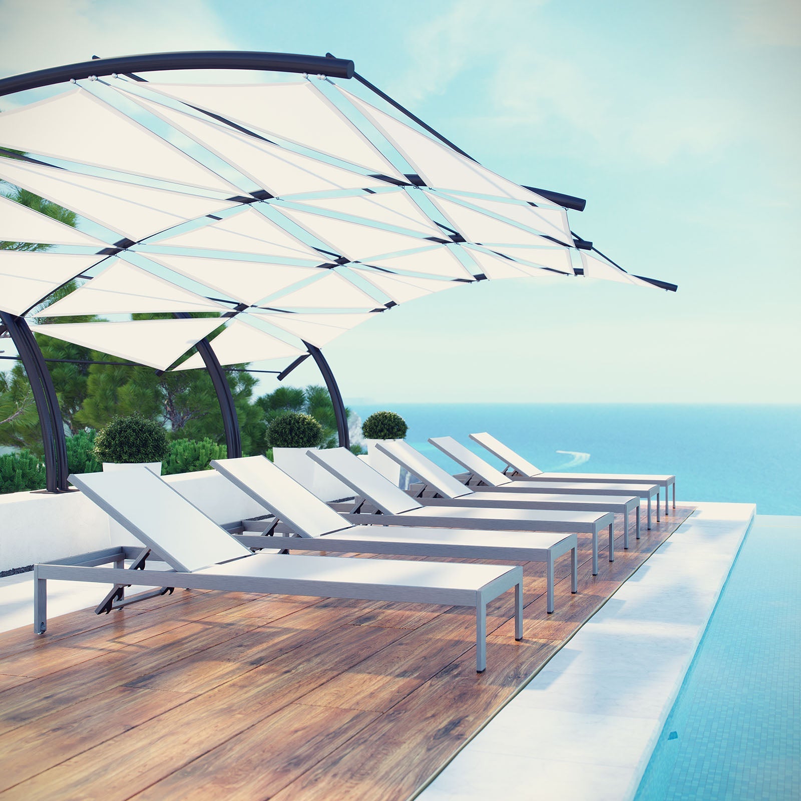 Coast Outdoor Patio Aluminum Mesh Chaise Set of 6