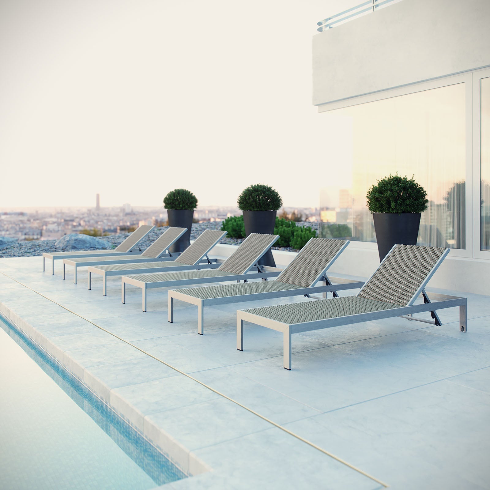 Coast Outdoor Patio Aluminum Rattan Chaise Set of 6